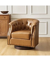 Hulala Home Ralph Traditional Chesterfield Rocker and Swivel Genuine Leather Chair