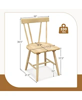Gymax Set of 4 Dining Chairs Windsor Chairs Wood Armless Chairs w/ Solid Rubber Wood