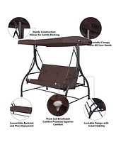 Skonyon 3 Seats Outdoor Swing Hammock with Adjustable Tilt Canopy