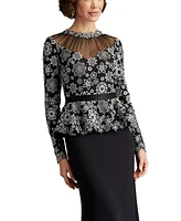 Tadashi Shoji Women's Lata Embroidered Belted Peplum Gown