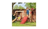 Slickblue Wooden Swing Set – Durable Outdoor Playset for Kids with Swings, Slide, and Climbing Features for Backyard Fun