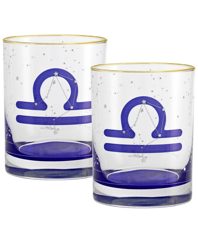 Culver Libra Zodiac Double Old-Fashioned Glass, Set of 2