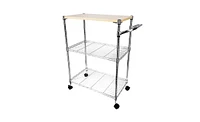 Slickblue 3-Tier Rolling Kitchen Trolley Cart - Steel Island Storage Utility Service Dining