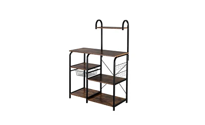 Slickblue Vintage Kitchen Baker's Rack - 4-Tier Utility Storage Shelf & Microwave Stand