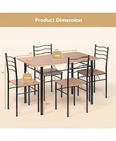 Sugift 5 Pieces Wood Metal Dining Table Set with 4 Chairs