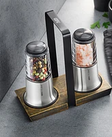 Gefu Stainless Steel With Ceramic Grinder Satin Finish Small Salt and Pepper Mill Set