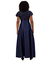 Jessica Howard Petite Sequin-Bodice Cap-Sleeve Ballgown