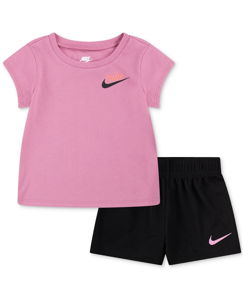 Nike Baby Girls New Impressions T-Shirt & Mesh Shorts, 2 Piece Set