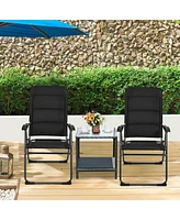 Sugift 2 Pieces Outdoor Folding Patio Chairs with Adjustable Backrests for Bistro and Backyard