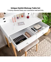 Sugift Makeup Vanity Set with 6 Drawers and Unique Shape Mirror