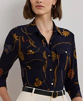 Lauren Ralph Women's Slim-Fit Belting-Print Jersey Shirt