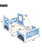 Slickblue Twin Classic Car-Shaped Platform Bed with Wheels – Fun and Unique Design for Kids' Bedrooms, Ideal Playful Cozy Sleep