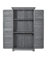 Slickblue Wooden Garden Shed 3-tier Patio Storage Cabinet Outdoor Organizer Lockers with Fir Wood