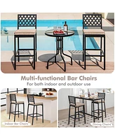 Sugift Set of 2 Patio Bar Chairs with Detachable Cushion and Footrest