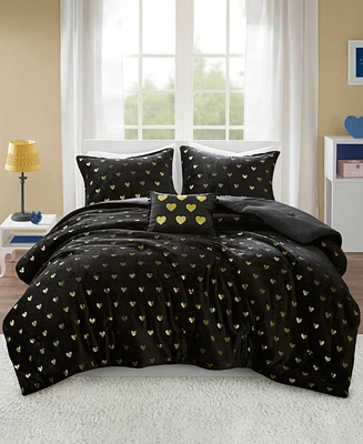 Intelligent Design Rosalie Metallic Heart 3-Pc. Comforter Set, Twin/Twin Xl