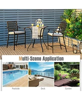 Sugift Patio Square Bar Table for Garden Backyard