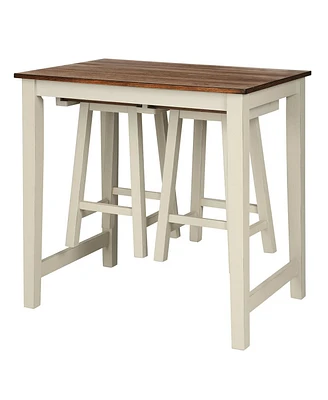 Sugift Counter Height Pub Table with 2 Saddle Bar Stools