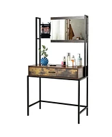 Sugift Industrial Vanity Table with 3-Position Adjustable Mirror
