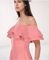 Creea the Label Women's Off Shoulder Ruffle Midi Dress