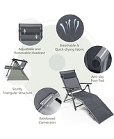 Sugift Outdoor Aluminum Chaise Lounge Chair with Quick-Drying Fabric