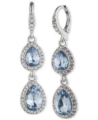 Givenchy Silver-Tone Stone & Pave Pear Halo Double Drop Earrings