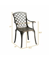 Sugift Outdoor Aluminum Dining Set of 2 Patio Bistro Chairs