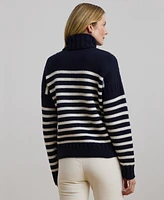 Lauren Ralph Women's Striped Wool-Blend Turtleneck Sweater