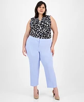 Kasper Plus Stretch Crepe Fly-Front Pants