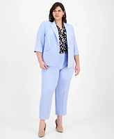 Kasper Plus 3/4-Sleeve One-Button Blazer