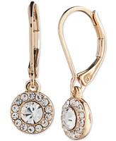 Lauren Ralph Lauren Gold-Tone Crystal Halo Leverback Drop Earrings