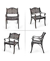 Sugift 2-Piece Outdoor Cast Aluminum Chairs with Armrests and Curved Seats