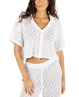 Hurley Juniors' Cotton Crochet Camp Cover-Up Shirt