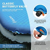 KingCamp 2 Person Self Inflating Double Air Camping Sleeping Pad, Blue/Charcoal