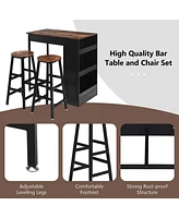 Sugift 3 Pieces Bar Table Set with Storage