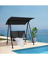 Sugift 2-Seat Outdoor Canopy Swing with Comfortable Fabric Seat and Heavy-duty Metal Frame