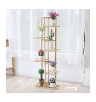 Unho Indoor Outdoor Bamboo Wood Plant Stand Corner Flower Display Rack Shelving Unit