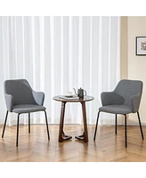 Gymax Dining Chairs Set of 2 w/ Curved Backrest Wide Seat & Armrests Durable Frame Gray