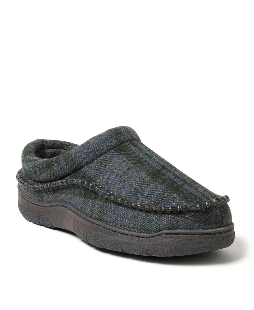 Dearfoams Men's Thompson Plaid Moccasin Toe Clog House Shoe Slipper