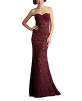 Tadashi Shoji Women's Kohli Strapless Lattice Embroidered Gown