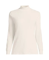 Lands' End Women's Relaxed Cotton Long Sleeve Mock Turtleneck