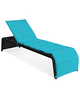 Inolait Adjustable Patio Rattan Lounge Chair with Cushioned