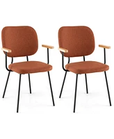 Gymax Set of 4 Fabric Kitchen Dining Chair Armchair Padded Modern Accent Chair Orange