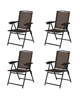 Sugift 4 Pieces Folding Dining Chairs with Steel Armrests and Sling Back