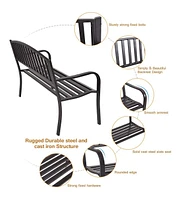 Sugift 50 Inch Patio Garden Bench Loveseats for Outdoor