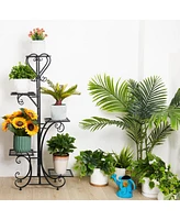 Unho 5 Tier Tall Plant Stand Metal Shelf Flower Pots Display Holder Outdoor Garden