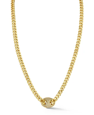 Rachel Zoe 18K Gold Plated Pave Mariner Curb Chain Necklace