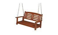 Slickblue 500 lbs Capacity Double Wooden Swing with Chain, Reddish Brown – Sturdy Outdoor Swing for Backyard Relaxation