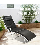 Inolait Adjustable Outdoor Lightweight Folding Chaise Lounge Chair with Pillow