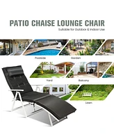 Inolait Adjustable Outdoor Lightweight Folding Chaise Lounge Chair with Pillow