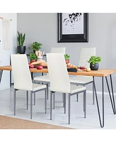 Sugift 4 Pieces Pvc Elegant Design Leather Dining Chairs with Solid Metal Legs